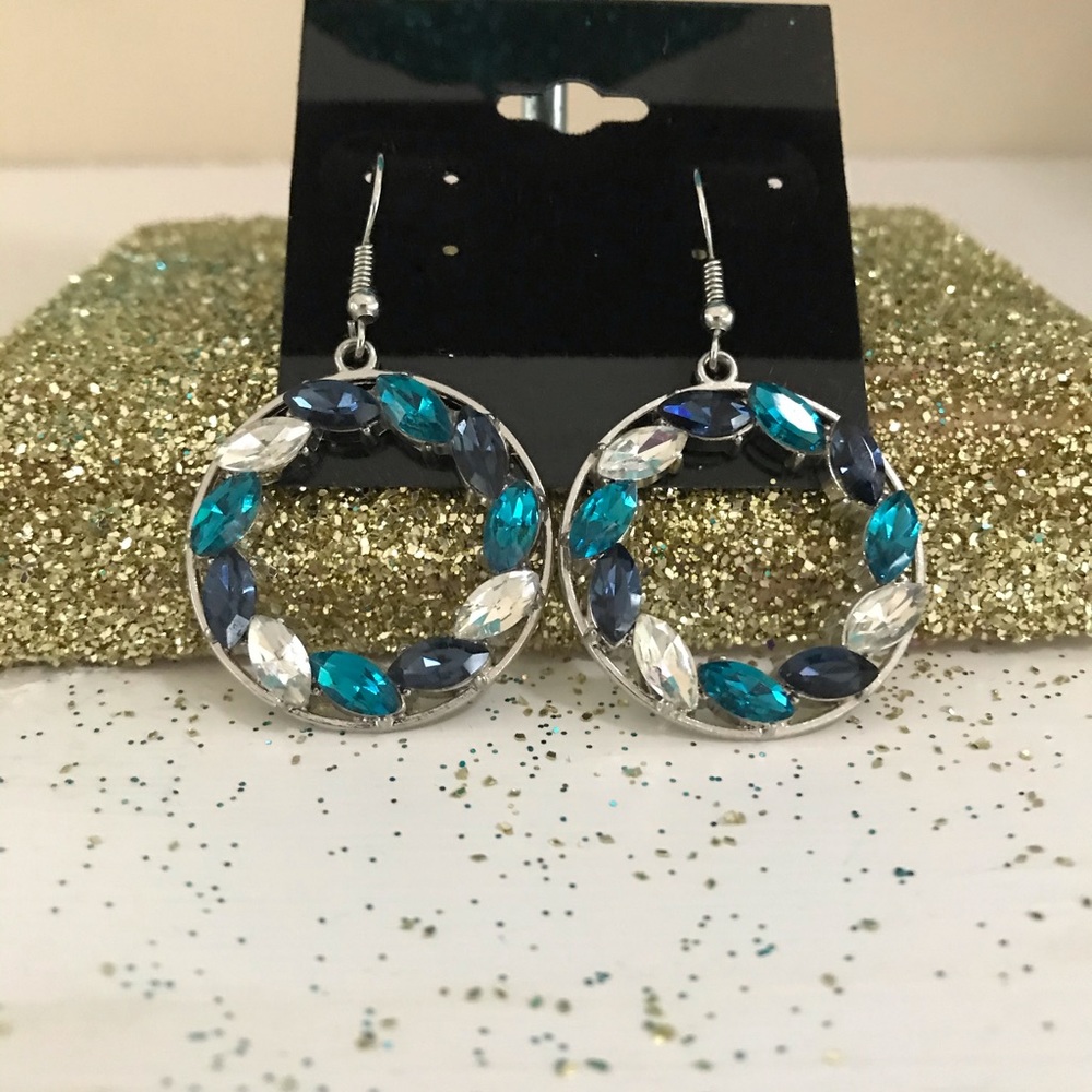 Silver with multi color stone earrings